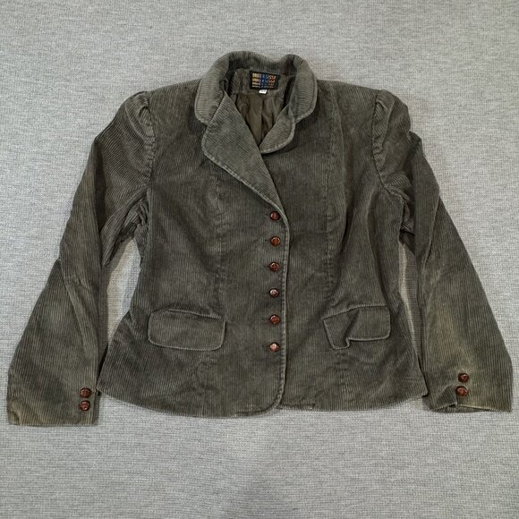 Vintage Brite N Sassy Blazer Jacket Womens 13/14 Olive Green Gray Corduroy Lined - Picture 3 of 16